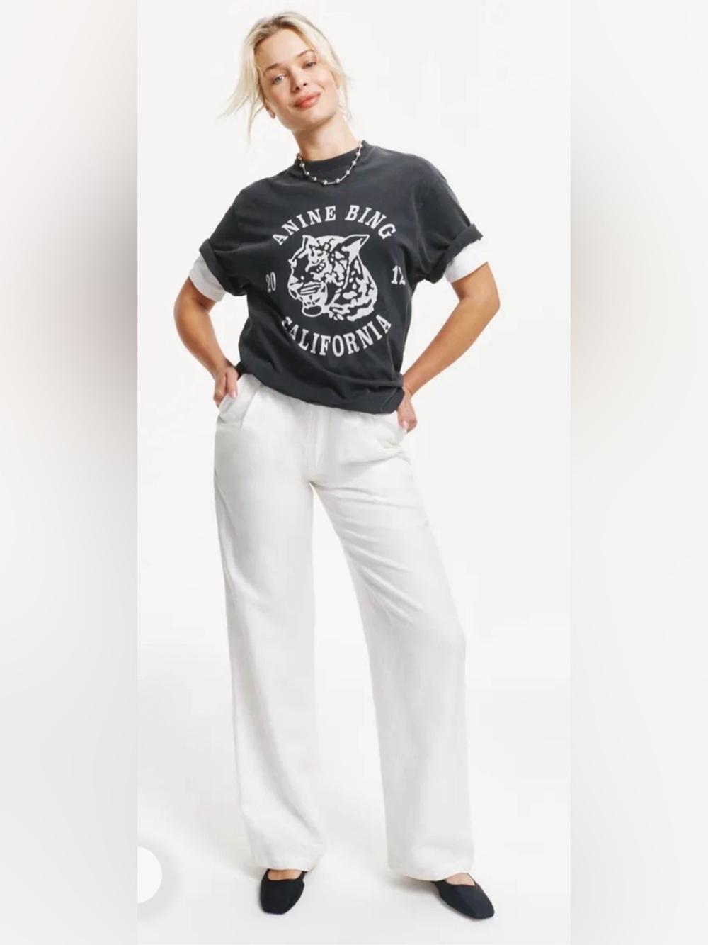 Anine Bing Leopard Collegiate Logo Tee Size Small